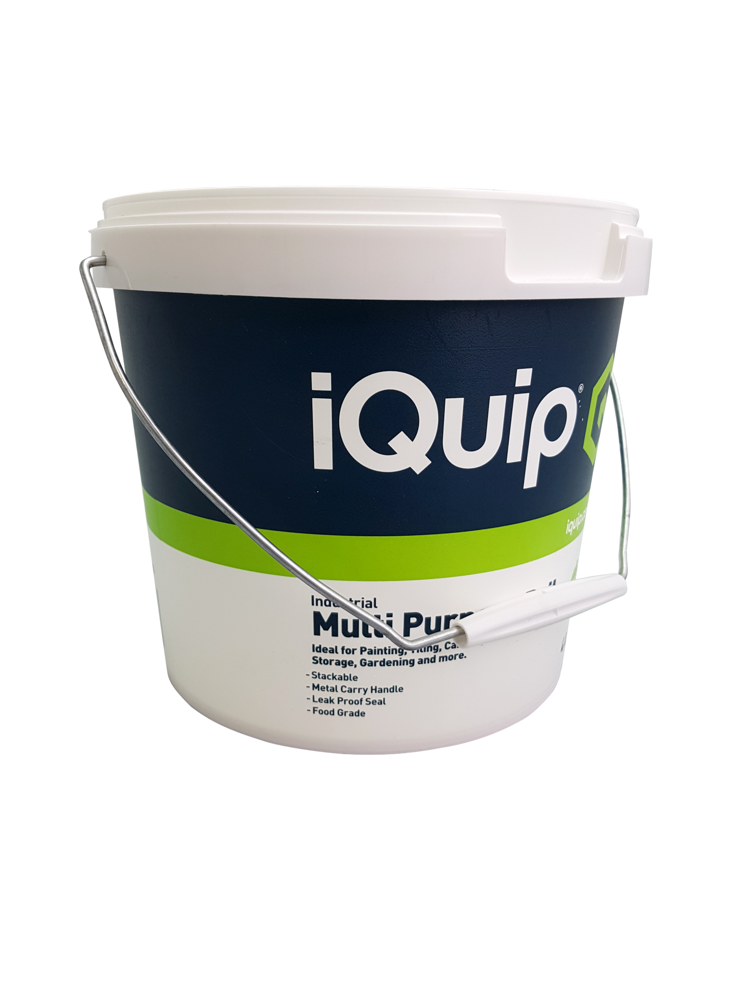 White bucket with metal handle