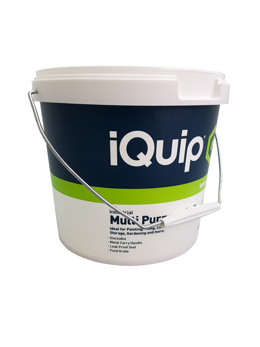 White bucket with metal handle